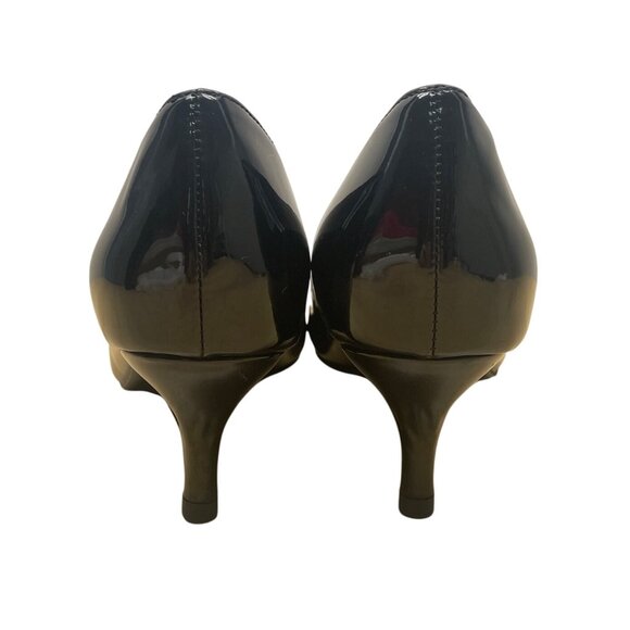 YDN Women’s Black Patent Faux Leather Pointed Toe Kitten Heel Pumps Size 7 - New - Picture 4 of 9